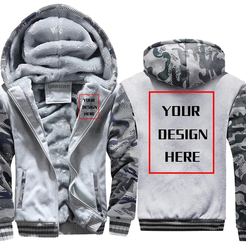 Customized winter Brand Hoodies For man Your Image Logo Heavyweight Zip-up your photo Travel Zipper Design Your Warm Jacket