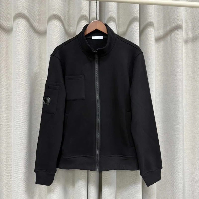 Lente nieuwe stijl casual pure kleur opstaande kraag jas heren lange mouw ritssluiting comfortabel katoenen sweatshirt