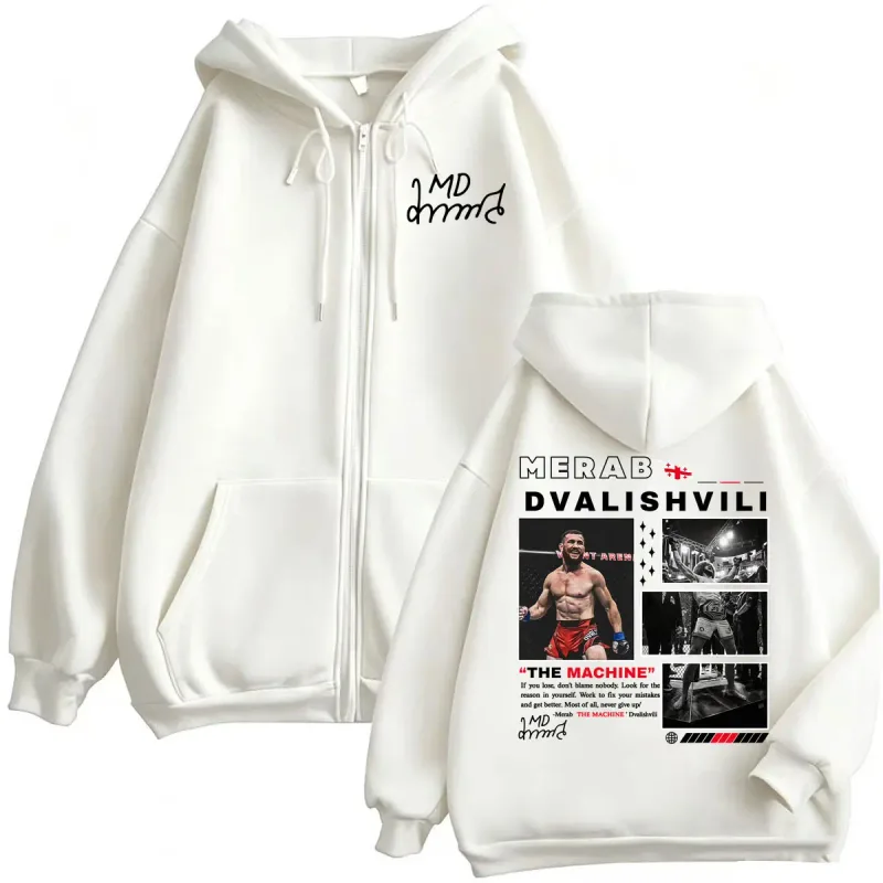 Merab Dvalishvili The Machine Zip Up Hoodies Men Women Harajuku Classic Retro Sweatshirt Jacket Coats High Quality Zipper Hooded — image 7