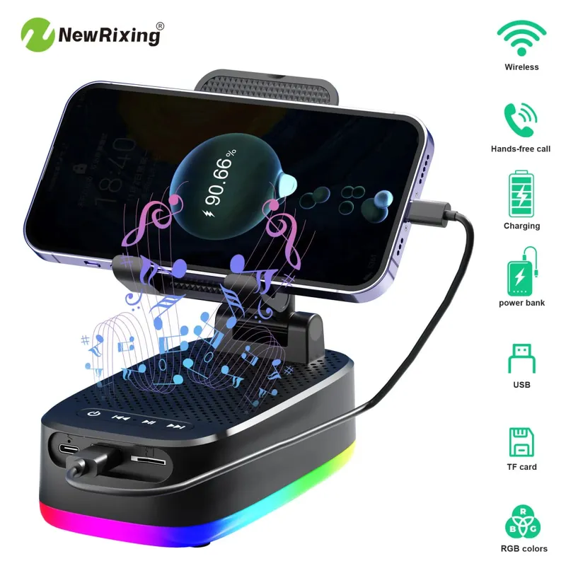Draadloze telefoonhouder Draagbare luidspreker Luidspreker Telefoonhouder Noodstroombank 1800 mAh Batterij Opladen via USB Handsfree — image 4