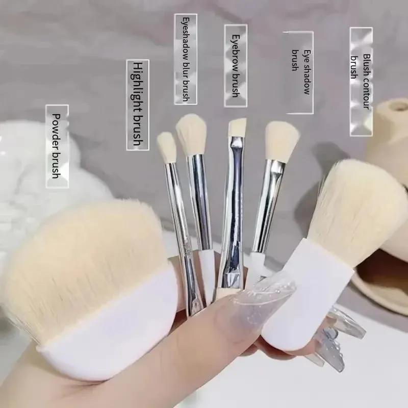 Juego de Mini brochas de maquillaje de viaje, 6 uds., con caja transparente, base en polvo cosmética portátil, colorete, mezcla, corrector, brochas de maquillaje — image 4