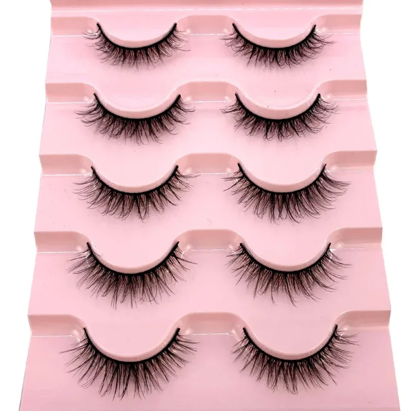 New Cat Eye Lashes 5/7/10 pairs 3D Faux Mink Eyelashes Winged Fluffy Fake Lashes Soft Natural long Full Strip Lash Make — image 39