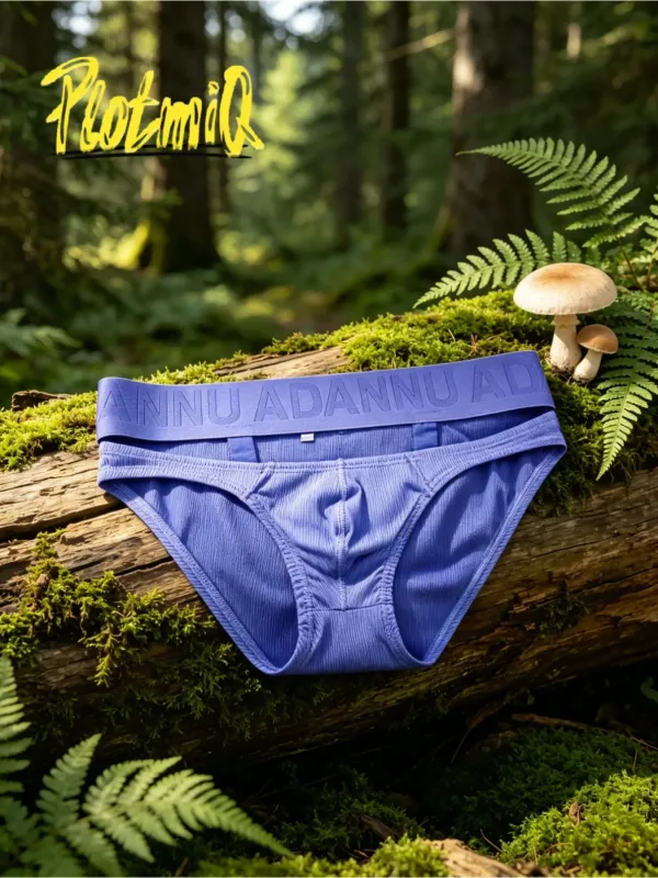 1PCS Mens Ribbed Bikini Briefs Monochrome Logo Wide Waistband Vertical Stripe Fabric 3D Pouch Low Rise Male Underwear — image 11