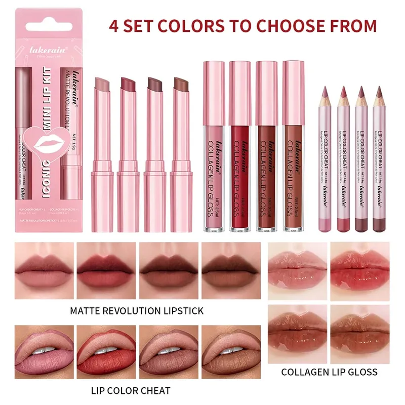 5 สี Lip Liner + ชุดลิปสติกและ Lip Stain Easy Coloring Matte Lip Kit ลิปสติก Long Lasting Red ลิปสติก Lip แต่งหน้าชุด — image 3