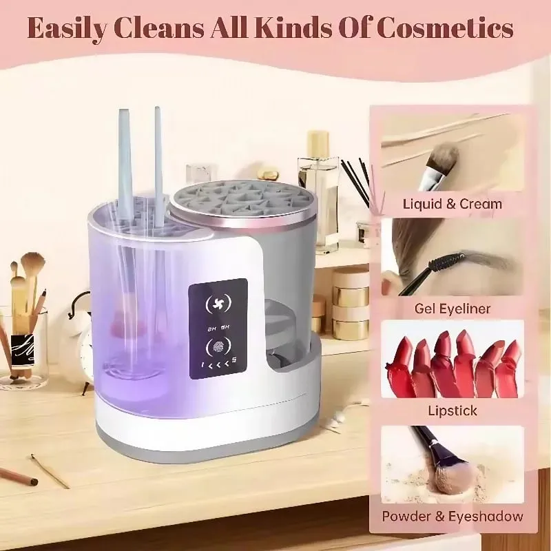 Elektrický stroj na čištění štětců na make-up 3 V 1 Sušička štětců na make-up Přenosný automatický USB nástroj na čištění kosmetických štětců — image 6