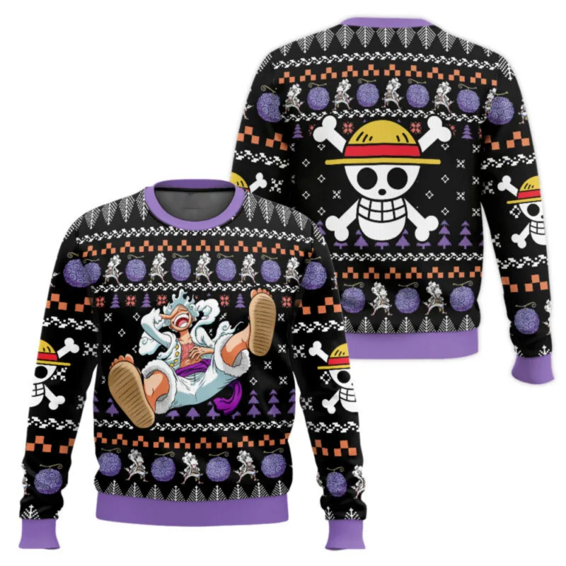 New sweater, Japanese anime, Luffy, Robin, Bandai, One Piece, 3D hoodie, Christmas sweatshirt, men's round-neck T-shirt — image 9