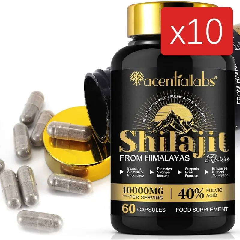 Shilajit Resin Capsules from Himalayas 1000mg 10:1 Extract 40% Fulvic Acid 60 Count Supports Stamina & Endurance Brain Function — image 13