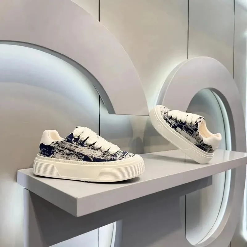 Fashion Men Casual Shoes Spring Summer Chunky Sneakers Woven Fabric Graphic Print Thick Sole Streetwear Daily Footwear — image 6
