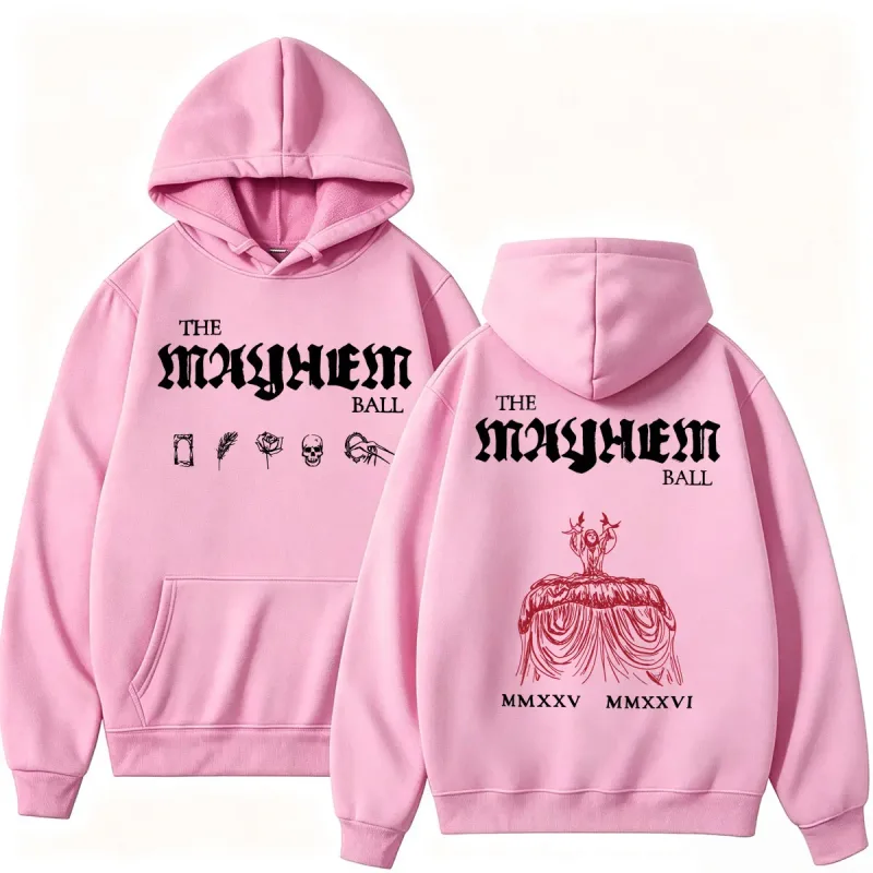Lady Gaga The MAYHEM Ball Red Dress Hoodies Fashion Pop Music Vintage Sportwear Loose Fleece Casual Men Women Sweatshirt Gifts