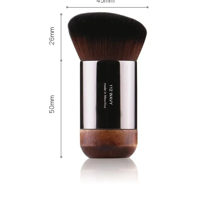 1 pieza #112 brocha de maquillaje de base plana en ángulo portátil cubierta de base de pulido de madera Natural brochas de maquillaje profesionales — image 5