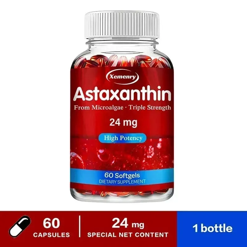 Astaxantina 24 Mg - Promove a saúde cardiovascular Acelera o metabolismo Mantém a saúde das articulações dos olhos e da pele Antioxidante