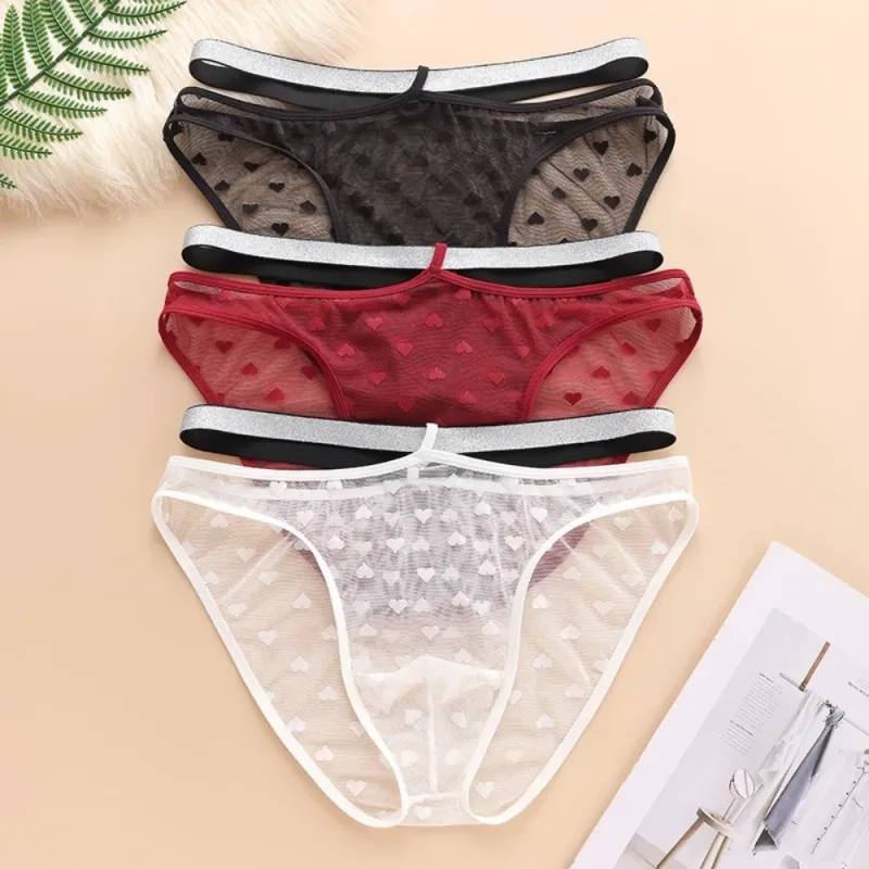 Underpants Lingerie Men's Triangle Panties Mesh Love Heart Men Thin Briefs Large Size Mid Waist Underwear for Men Men — image 14