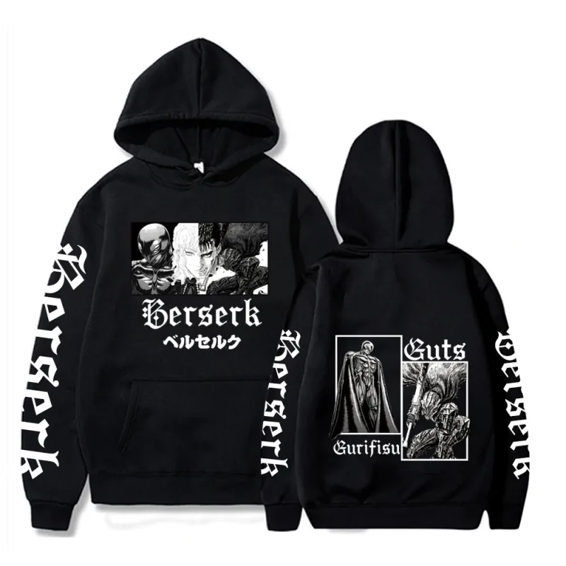 Berserk Rits Hoodies Mannen Vrouwen Lange Mouw Sweatshirt Fleece Oversized Jassen Grappige Berserk Japanse Anime Streetwear — image 13