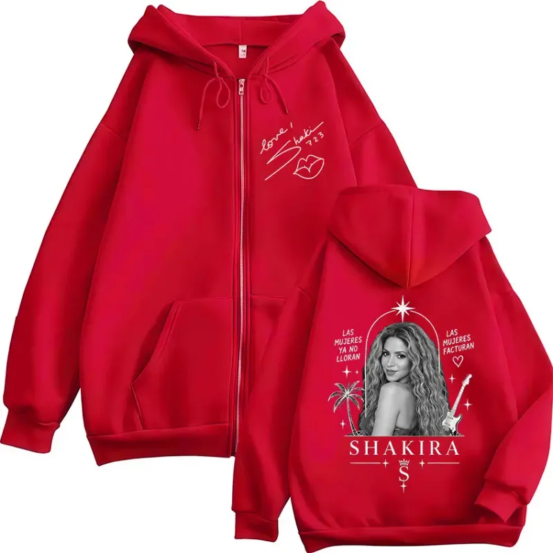 Shakira LMYNL Las Mujeres Ya No Lloran Tour Zipper Hoodies Men Women Clothing Casual Long Sleeve Zip Up Sweatshirts Jackets Coat