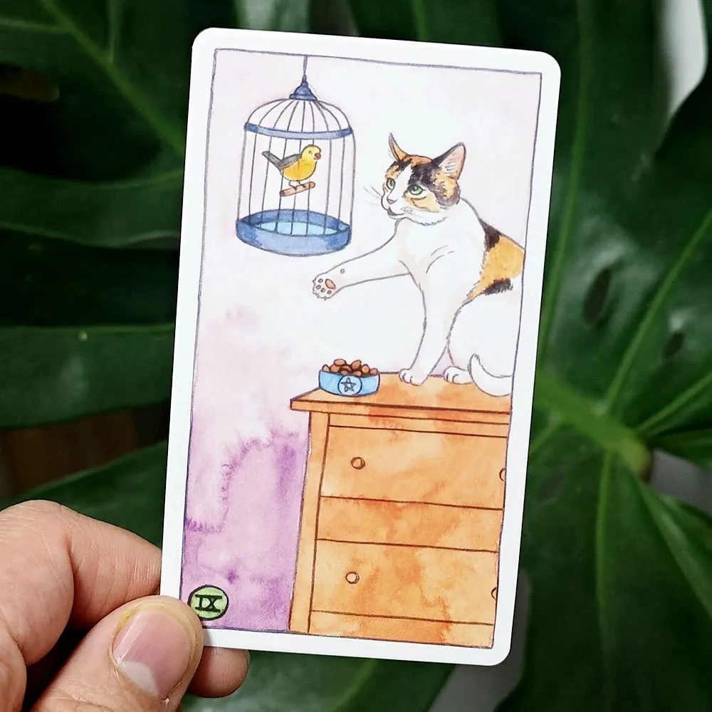 Kot Tarot Język rosyjski 10,3 * 6 cm Połącz autentyczność z kocim poczuciem humoru 78 szt. Kart Tarota z motywem kota — image 6