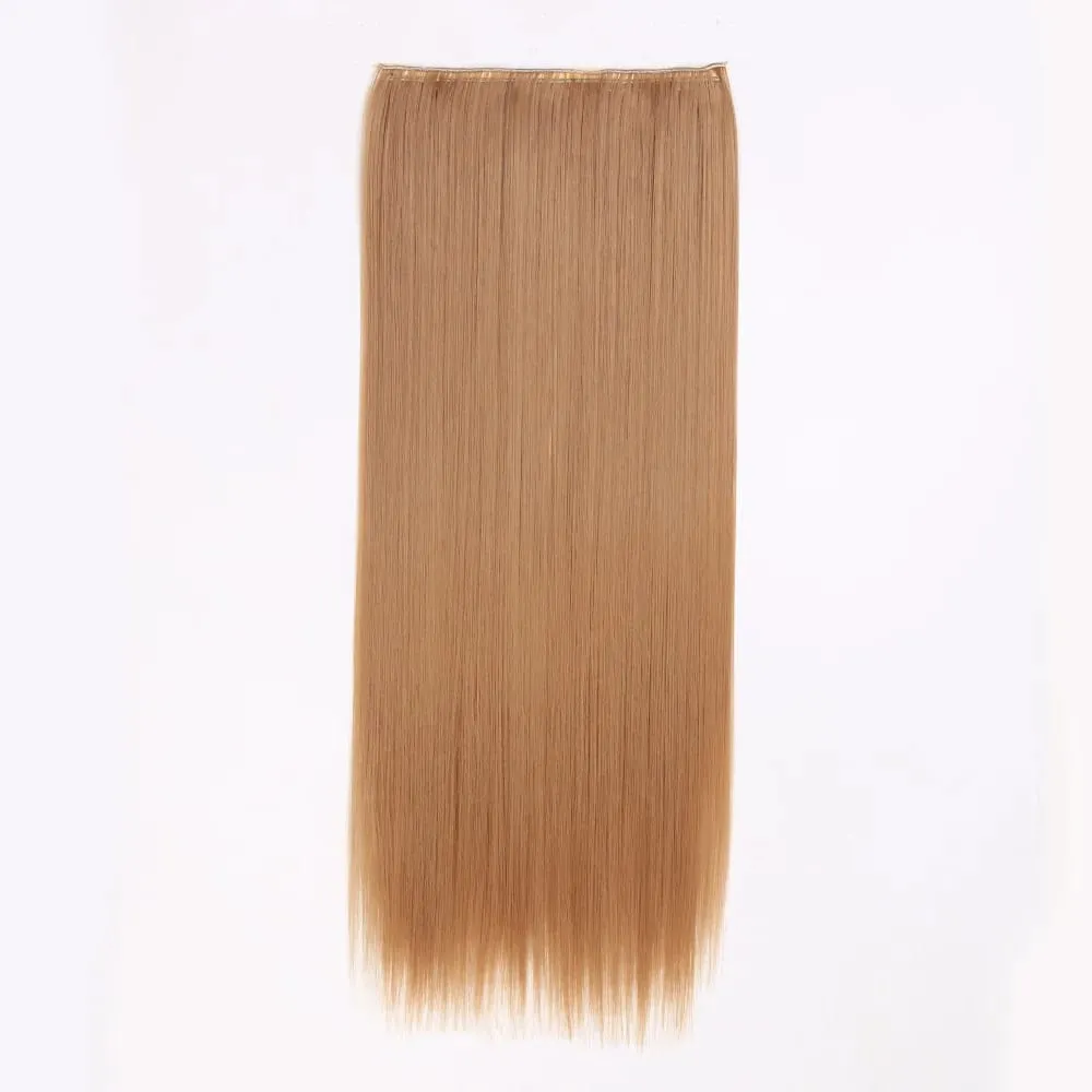 Synthetic Natural Synthetic Hair Extensions 5 Clip In Artificial Fake Ombre Blonde Brown Black Pink Straight False Hair Piece