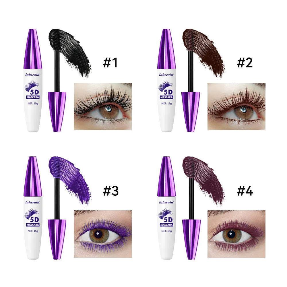 Lakerain 5D Rímel Cílios Alongamento de Longa Duração Intenso Preto Impermeável Nutritivo À Prova de Manchas Rímel Maquiagem para os Olhos