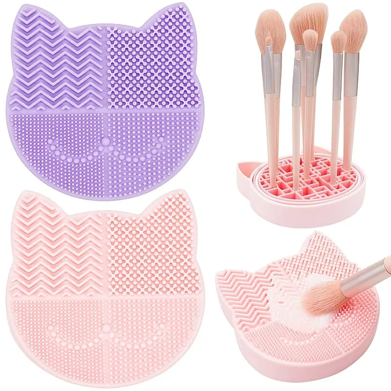 Silicone Makeup Brush Cleaning Storage Box Make Up Washing Board Cleaner Carpet Cosmetic Brushes Tools — image 1