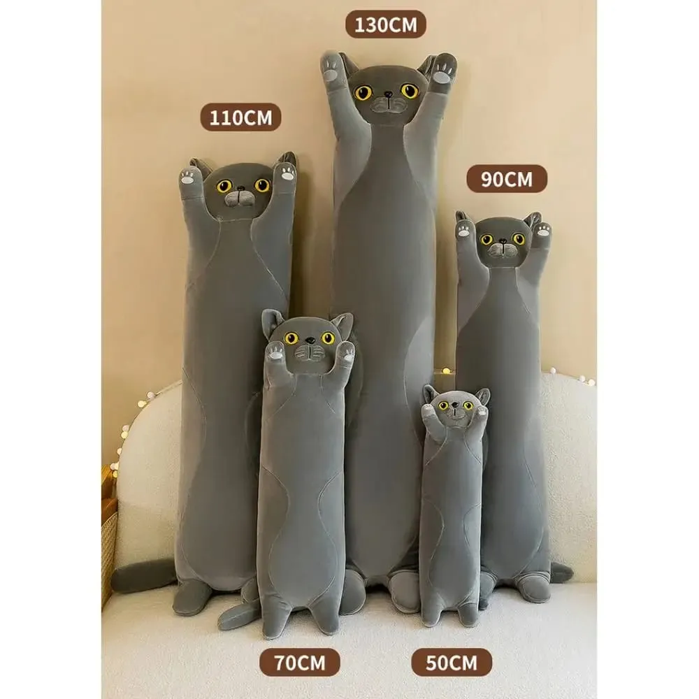 Bonito 50/70cm gato brinquedo de pelúcia longo adorável dormir travesseiro macio criativo pelúcia animal decoração para casa