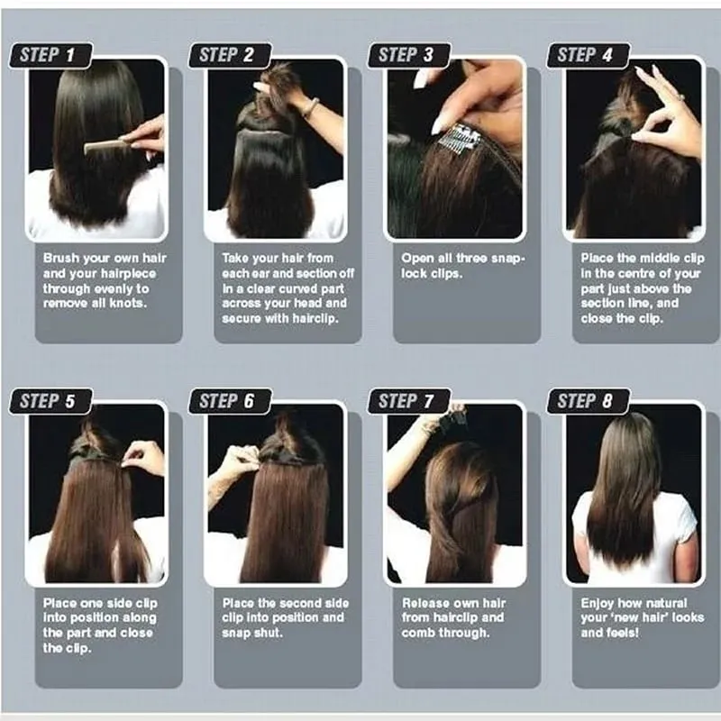 6Pcs/Set 16 Clips Hair Extension Black Long Straight Natural Hair Ombre Hairpiece Heat Resistant Fiber For Women Hairstyle Kpop