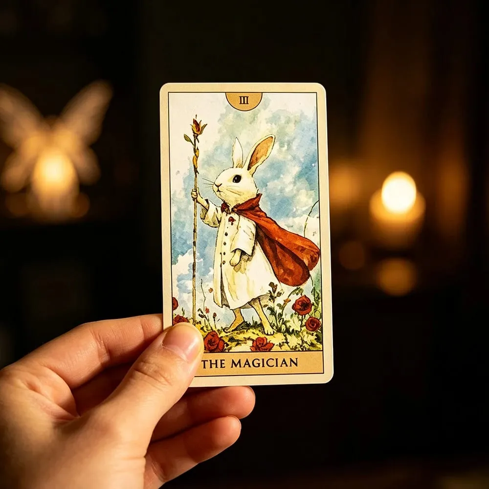 Louisart Rabbit Tarot Cards 78 Cards Vintage Green Luxury Tarot Deck Cute Anthropomorphic Rabbit Art Divination Cards Game — image 5