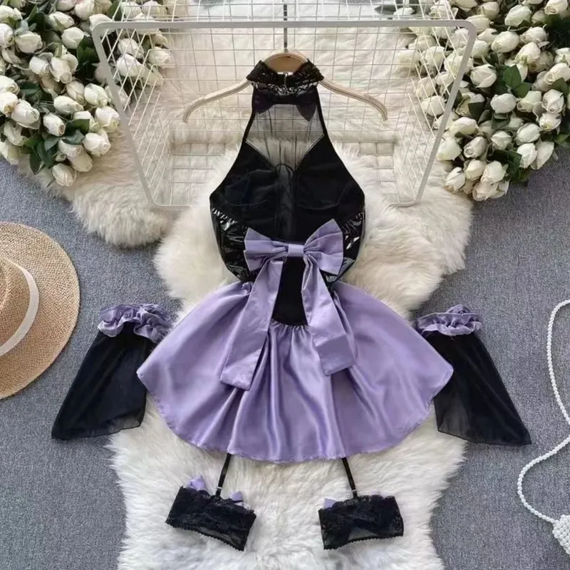 Женское модное тонкое прозрачное облегающее платье Pure Desire, женское новое винтажное сексуальное сетчатое фиолетовое длинное платье с лямкой на бретельках и вышивкой — image 9