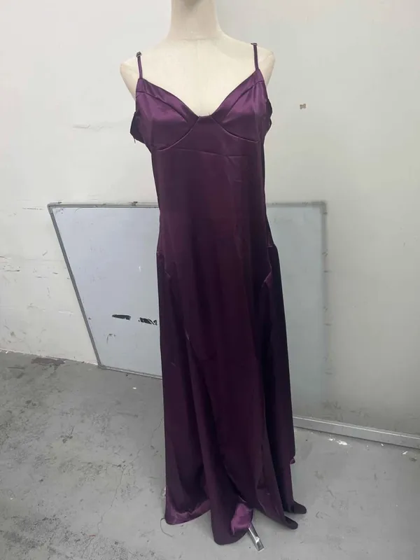 Abito da donna a vita alta senza schienale con taglio basso giallo Abito senza maniche con lacci in vita Cincher con cinturino per spaghetti Abiti da festa per donna — image 10