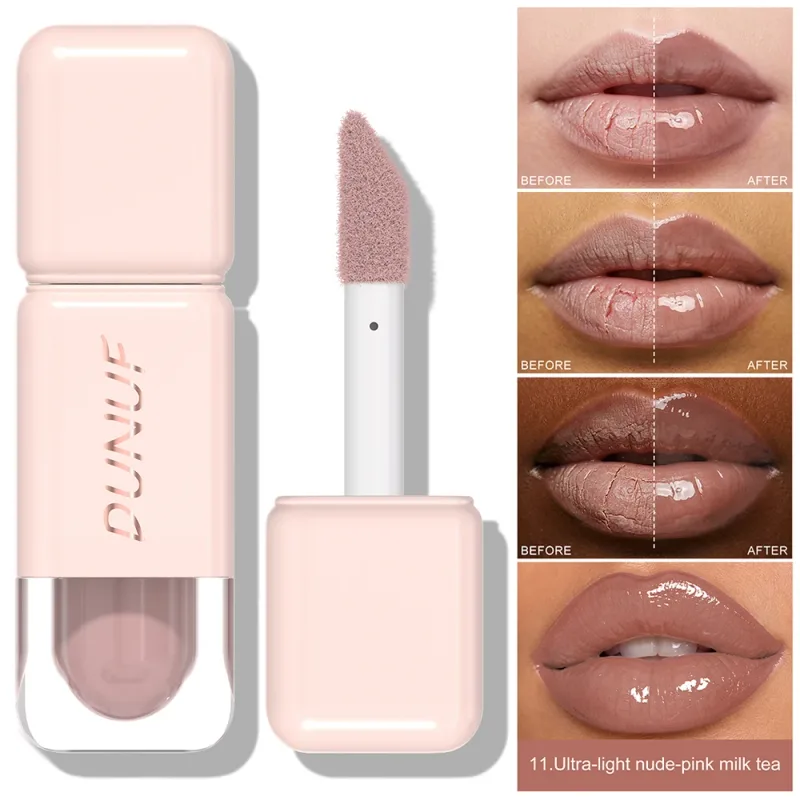 Brillo de labios brillante espejo agua tinte de labios taza no pegajosa de larga duración lápiz labial líquido hidratante maquillaje de labios rojo marrón desnudo