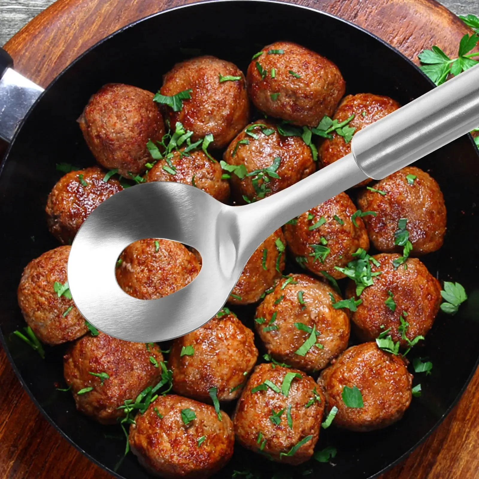 2 Pcs 304 Stainless Steel Meatball Spoons Round Handle Meatball Maker Spoon Home Kitchen Scoop Meatball Making Tools
