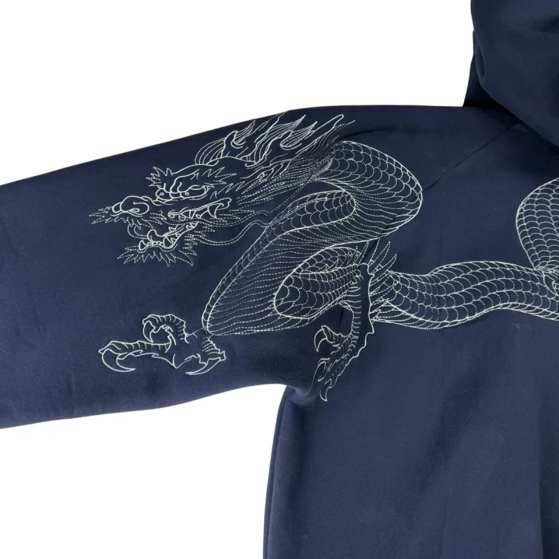 Men Dragon Embroidered Hoodie Japanese Sukajan Style Fleece Lined Pullover Hooded Sweatshirt Loose Casual Streetwear Tops New — image 25