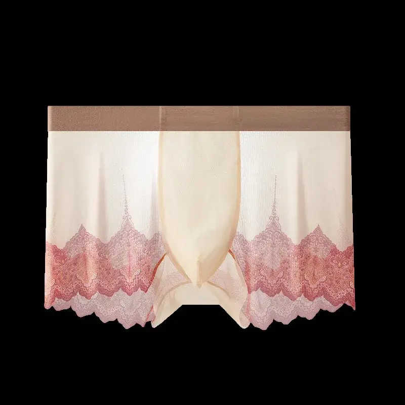 男性レースメッシュパッチワーク下着夏超薄型通気性ボクサーパンツセクシーなバルジポーチ Underpant パンティーシースルートランク — image 8