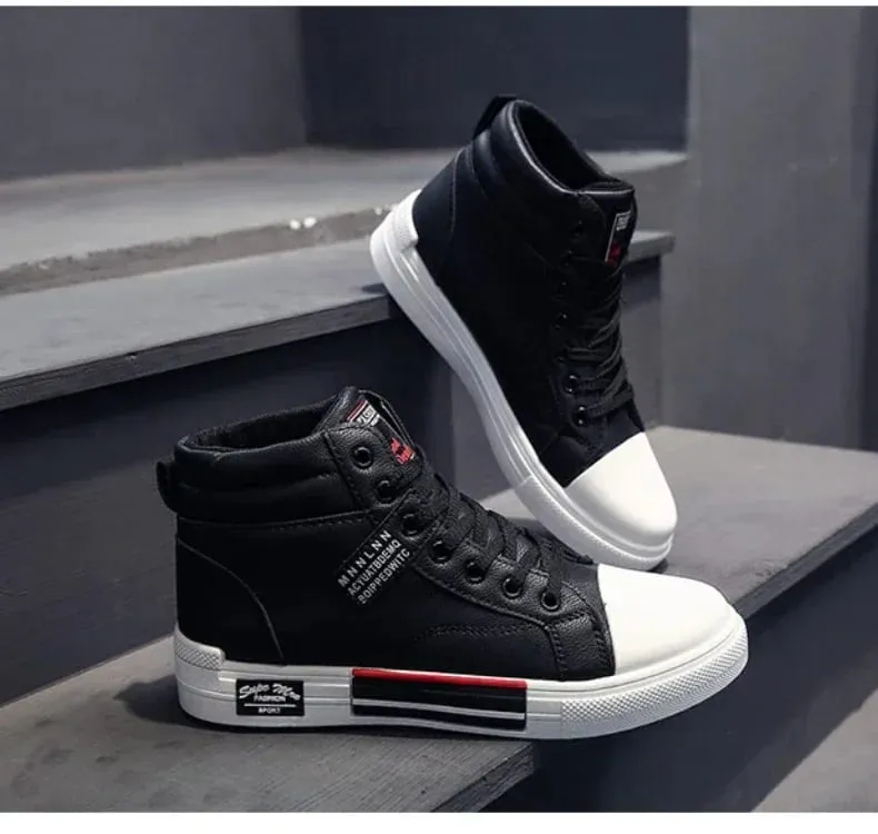 Fashion Korean High-top Shoes Breathable Jogging Sneakers Soft Sole Men's Casual Sports Shoes Youth Board Shoe Men's Short Boots