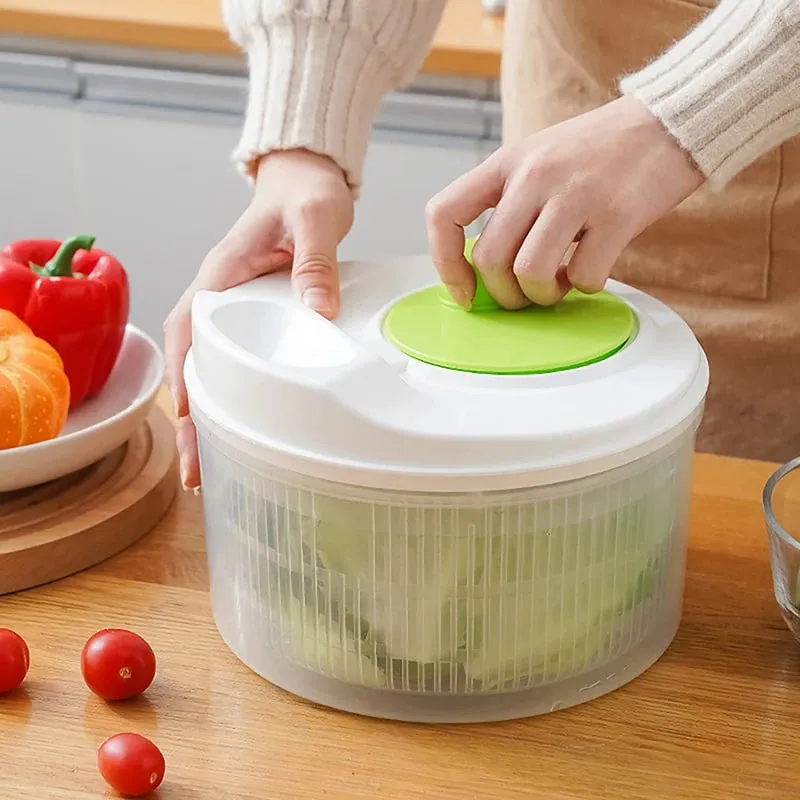 Salad Spinner Dryer Vegetable Fruit Food Drain Basket Dehydrator Quick Washing Drying Manual Centrifuge Kitchen Household Tool — image 4