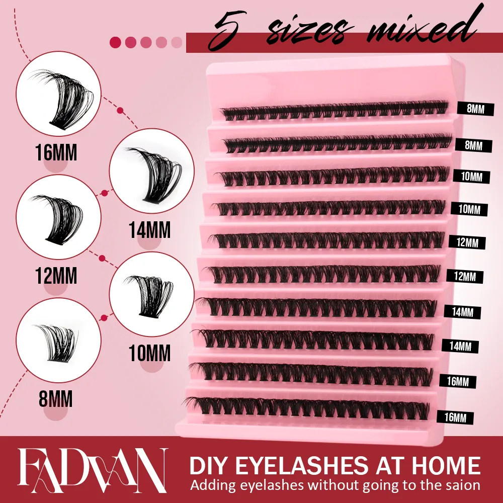 Fadvan DIY Cụm Hàng Mi Hỗn Hợp Khay Cá Nhân Hàng Mi Tập Mắt Hàng Mi Mềm Tự Nhiên Hàng Mi Chồn Mi Cụm Lông Mi Giả — image 5