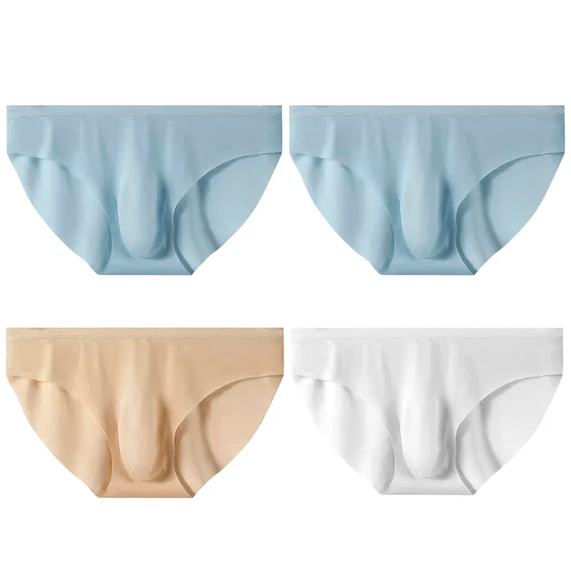 4pcs Men's Ice Silk Briefs Summer Transparent Seamless Sexy Quick-drying Trendy Breathable Underwear Ultra-thin Panties — image 23