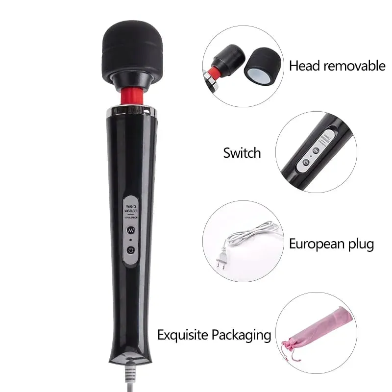 成人性玩具 AV 振動器強力魔棒 G 點刺激按摩器陰蒂振動器性玩具女性自慰黑狼新款 10 速魔棒按摩器大魔棒按摩棒 AV 振動器性感陰蒂女性性玩具歐元 — image 3