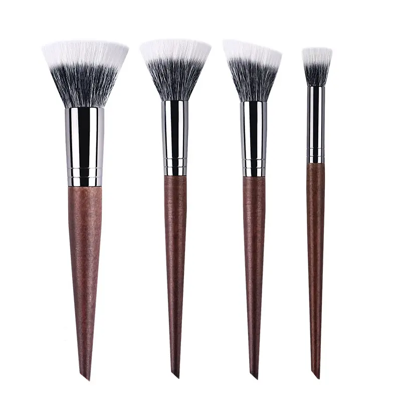 Berus Mekap Profesional Kontur serbuk Tetapan Berus Mekap Pelbagai Fungsi Berus Stippling Blush lembut Bulu kambing kayu asli — image 1