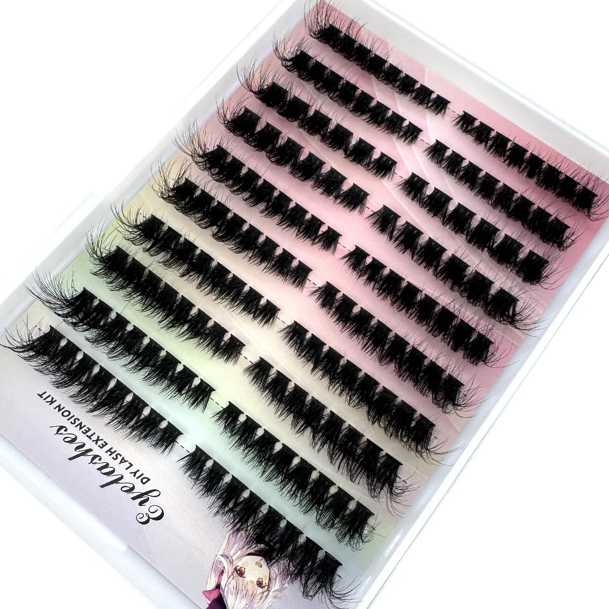 Extensão de cílios de olho esquerdo + direito gato/raposa efeito de olho chicote único clusters 3d fino natural olhando diy extensões de cílios segmentados