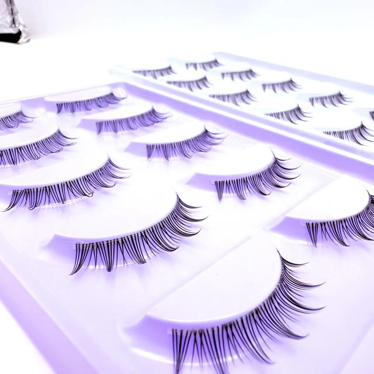 Soft & Natural Eye Enhancement 5 Pairs False Eyelashes Transparent Stem Soft Natural Strip Lashes