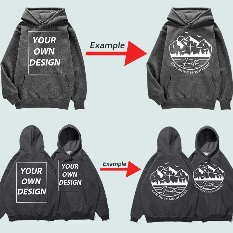 Cetakan DIY Tersuai Lelaki Wanita Hoodies Musim Gugur Musim Sejuk Kasual Pullover Klasik Pakaian Jalanan Selesa Mudah Pakaian Sukan Lembut Hangat
