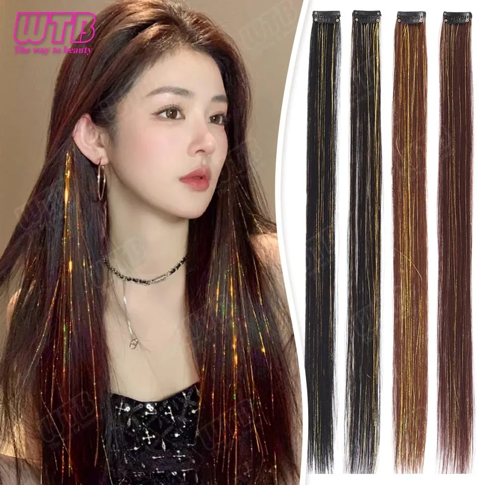 Parrucca di estensione dei capelli sintetici Parrucca di estensione dei capelli lisci di seta evidenziata al laser stile clip BB adatta per l'uso quotidiano delle donne
