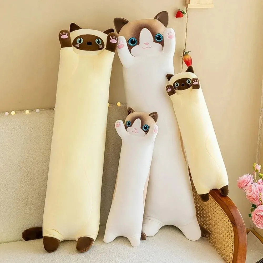 Bonito 50/70cm gato brinquedo de pelúcia longo adorável dormir travesseiro macio criativo pelúcia animal decoração para casa