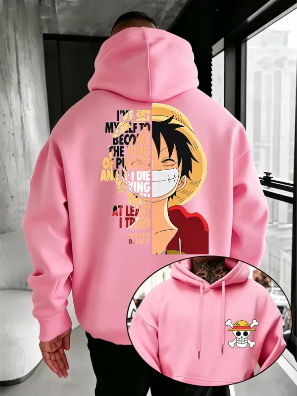 One Piece Anime Hoodie Monkey D Luffy Quote Print Streetwear Unisex Men Women Oversized Casual Sweatshirts Long Sleeve — image 3