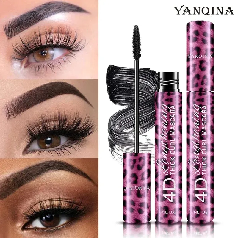 Liquid Eyeliner Pencil+4D Waterproof Mascara Set Cosmetics Eye Liner Thick Curling Mascara Eyebrow Pencil Eyes Makeup — image 2
