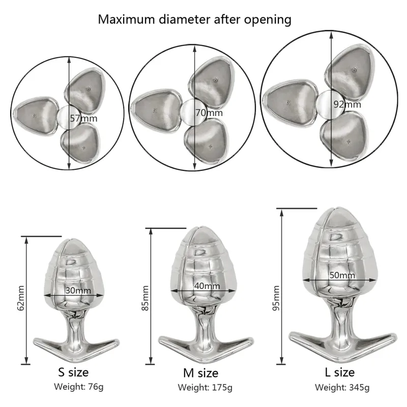 Happygo Newest Wide Opening Stainless Steel Vaginal Anal Dilator Openable Anal Plugs Heavy Anus Beads Lock Anal Sex Toys — image 2