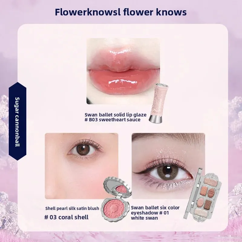 花知道禮盒彩妝套裝小天使全套盒唇釉腮紅貝殼飾品花知道生日禮物套裝