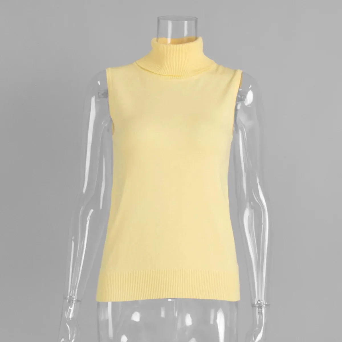 Women's Sleeveless Turtleneck Knit Vest Autumn Slim Fit High-Neck Tank Top Ribbed Hem Minimalist Base Layer Office Casual Wear — image 14