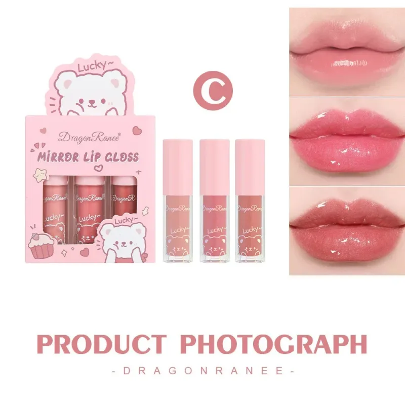 Dragon Ranee 3pcs Mirror Lip Gloss Sæt Hydrating Shining Lip Glaze Moisturizing Pearl Liquid Lipstick Cartoon Lipgloss Sæt — image 6