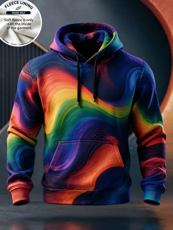 3D Printed Fleece Hoodie Vintage Rust Texture Block Pullover Long Sleeve Kangaroo Pocket Street Casual Sweatshirt — image 4