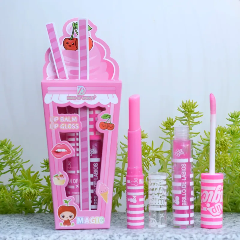 Cute Ice Cream Shiny Lip Gloss Lip Balm Set Girls Woman Waterproof Longlasting Natural Moisturizing Lips Makeup — image 5